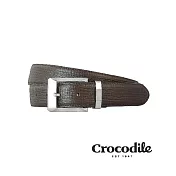 【Crocodile】Crocodile 鱷魚皮件 義大利壓紋真皮 打洞寬版皮帶 0102-30102 咖啡色 38腰