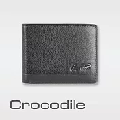 【Crocodile】鱷魚皮件 真皮皮夾 7卡 1窗格 雙層鈔票 拉鍊零錢 男夾 短夾-0103-3357 黑色