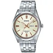 【CASIO】大方簡約星期顯示休閒腕錶-銀X黃(MTP-1335D-9A)