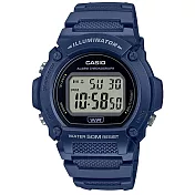 【CASIO】復古經典圓形錶殼電子錶-藍(W-219H-2A)