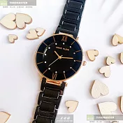 ANNE KLEIN安妮克萊恩精品錶,編號：AN00344,32mm圓形玫瑰金精鋼錶殼黑色錶盤陶瓷深黑色錶帶