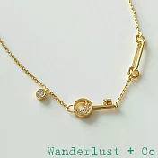 Wanderlust+Co 澳洲品牌 金色鑰匙項鍊 鑲鑽月亮星辰圓鑽頸鍊 Crescent Key