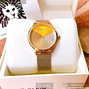ANNE KLEIN安妮克萊恩精品錶,編號：AN00623,34mm圓形金色精鋼錶殼金色錶盤米蘭金色錶帶