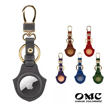 【OMC】AirTag 義大利植鞣革半開孔保護套/鑰匙圈(6色可選)- 灰色
