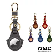 【OMC】AirTag 義大利植鞣革半開孔保護套/鑰匙圈(6色可選)- 紅色