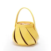 O-ni O-ni特優皮革時尚設計師款曲線鏤空手提訂製抽帶水桶包(bag-446) 黃色