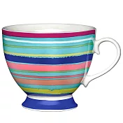 《KitchenCraft》高腳骨瓷馬克杯(彩橫紋400ml) | 水杯 茶杯 咖啡杯