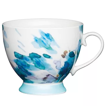 《KitchenCraft》高腳骨瓷馬克杯(墨彩花400ml) | 水杯 茶杯 咖啡杯