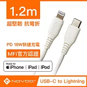【Novoo】Type C to Lightning快速傳輸/充電線-1.2M 白