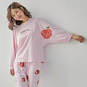 【Wonderland】香甜橘子棉質居家休閒衣褲組(2色) XL 粉色
