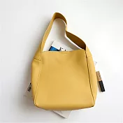 O-ni O-ni精選日系時尚購物袋款軟皮極簡實用水桶包(bag-457) 黃色