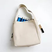 O-ni O-ni精選日系時尚購物袋款軟皮極簡實用水桶包(bag-457) 米白色