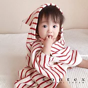 【日本愛媛 KONTEX】鬆餅格紋針織連帽浴巾 (蘋果紅) | 鈴木太太公司貨