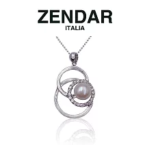 【ZENDAR】頂級淡水珍珠水鑽圓珠墜鍊 8~9mm (Z7002)