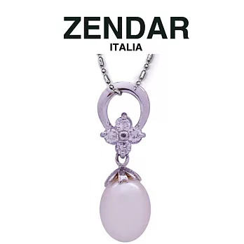 【ZENDAR】頂級淡水珍珠水鑽水滴墜鍊 9.5~10mm (Z7008)