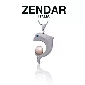【ZENDAR】頂級淡水珍珠水鑽墜鍊 海豚造型 (Z7012) 粉紅色