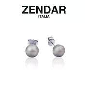 【ZENDAR】頂級淡水珍珠鈕扣耳針 8~8.5mm (Z7020) 銀色