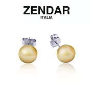 【ZENDAR】頂級淡水珍珠鈕扣耳針 10~10.5mm (Z7021) 金色