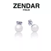 【ZENDAR】頂級淡水珍珠鈕扣耳針 10~10.5mm (Z7021) 白色