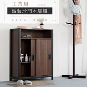 IDEA-立體質感鐵藝滑門木層櫃