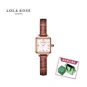 英國Lola Rose 正方小棕錶白母貝精緻輕奢氣質女士腕錶 - 正方 白-淺咖皮