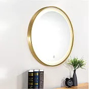H&R安室家 60cm里昂 智能LED發光觸控圓型燈鏡 ZA0201(掛鏡/浴鏡/化妝鏡/鏡子) 金色