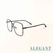 【ALEGANT】燕尾黑未來感縷空金屬方框UV400濾藍光眼鏡