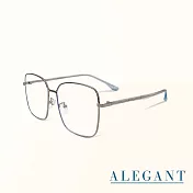 【ALEGANT】粼光銀未來感縷空金屬方框UV400濾藍光眼鏡