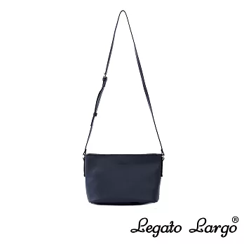 Legato Largo Lineare 氣質簡約輕柔皮革斜背包- 黑色