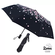 【2mm】日系櫻花物語 黑膠降溫晴雨兩用自動開收傘_ 黑夜櫻