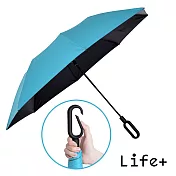 【Life+】dazzling 黑膠環扣自動傘/輕量傘/陽傘/摺疊傘_  天使藍