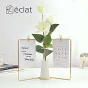 【éclat】創意北歐桌上迷你盆栽萬用擺設_ 金色+白色洋桔梗