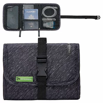 《TRAVELON》扣式3C線材收納包(斜紋黑) | 旅遊 電子用品 零錢小物 收納袋