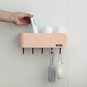 IDEA-居家無痕掛式牙刷架套裝組 粉色