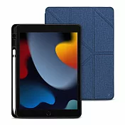 JTL / JTLEGEND 2021 iPad 9 Amos 10.2吋 相機快取多角度折疊布紋磁扣皮套(有筆槽) 海軍藍