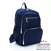 DF Queenin - 超人氣日系簡約多口袋後背包-共2色 深藍