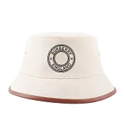 BURBERRY S/M/XL號 徽標圖案牛皮飾邊漁夫帽 (M)(米色/焦糖色)