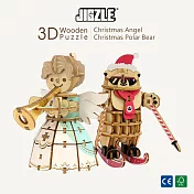 JIGZLE ® 3D-木拼圖-聖誕組合【聖誕天使、聖誕北極熊】