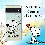 史努比/SNOOPY 正版授權 Google Pixel 6 5G 漸層彩繪空壓手機殼(紙飛機)