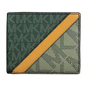 MICHAEL KORS GIFTING滿版斜槓短夾鑰匙圈禮盒組- 綠色x黃條