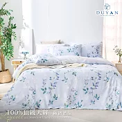 《DUYAN 竹漾》100%天絲雙人四件式舖棉兩用被床包組- 藍染菁花