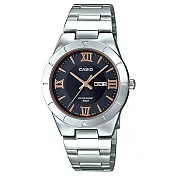 【CASIO】簡約氣質小錶徑羅馬數字休閒錶-銀X黑(LTP-1410D-1A)