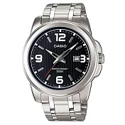 【CASIO】經典簡約時尚不鏽鋼腕錶-銀X黑(MTP-1314D-1A)
