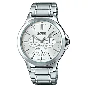【CASIO】簡約時尚三針三眼紳士腕錶-銀(MTP-V300D-7A)