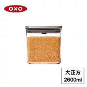 美國OXO POP 不鏽鋼按壓保鮮盒-大正方2.6L OX0201002A