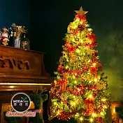摩達客耶誕-8尺/8呎(240cm)特仕幸福型裝飾綠色聖誕樹 綺紅金雪系配件+100燈LED燈暖白光*2(附控制器/本島免運費)