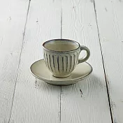 有種創意 - 丸伊信樂燒 -白釉雕紋圓底咖啡杯碟組(2件式) - 180ml