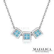 Majalica方塊遊戲項鍊S925純銀吊墜女短項鏈鎖骨鍊 單個價格 PN8179 45cm 銀色藍鋯