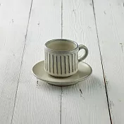 有種創意 - 丸伊信樂燒 - 白釉雕紋直筒咖啡杯碟組(2件式) - 210ml