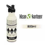【美國Klean Kanteen】窄口超輕量不鏽鋼冷水瓶-800ml圖騰白